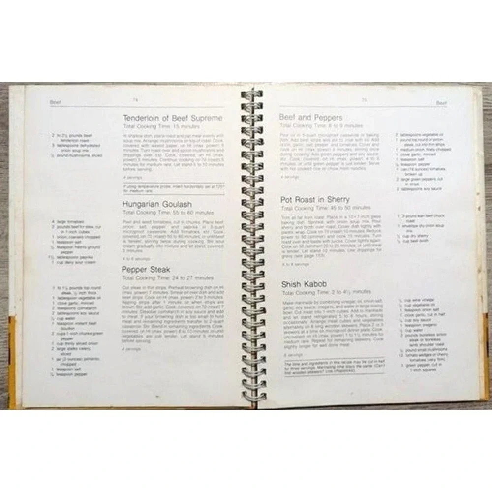 Sears Kenmore Microwave Cooking Cookbook 1981 Hardcover Spiral White Multicolor‎